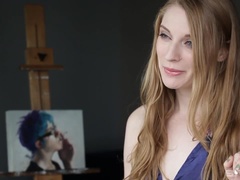 Missy Martinez bends forward so Aaliyah Love can lick her tight asshole