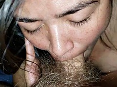 Leie, Asiatisch, Bisexuell, Blasen, Spermaladung, Behaart, Ablutschen, Ehefrau