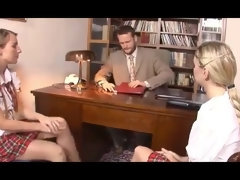 アナル, ブロンド, フェラチオ, イく瞬間, 母, 教師, ティーン, 三人