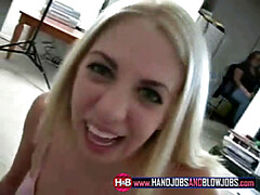 Teen babes give a double blowjob in POV close up sex scene