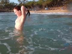 Leie, Strand, Bikini, Freundin, Nackt, Im freien, Zierlich, Titten