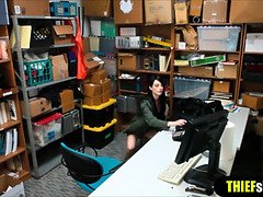 Raven haired shoplifter gets fucked from behind on CCTV