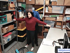 Latina teen strips then gets fucked by security guard