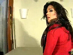 steamy dark haired ladyboy spreads her ass cheeks and wanks off