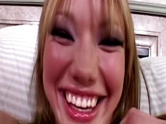 デカパイ, ブロンド, フェラチオ, イく瞬間, チン, 指いじり, オッパイの