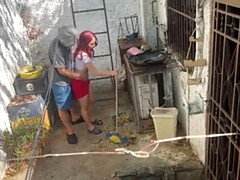 Stepdaughter Bibi in Skirt Washes Clothes - I Can't Resist Her Backside