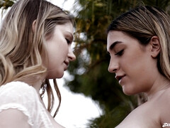 Bunny Colby and Lexi Grey foreplay outdoors