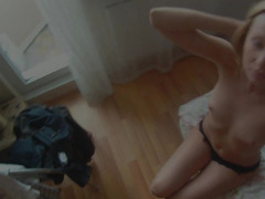 Guy pretends to be sick to fuck strange Russian blonde on camera