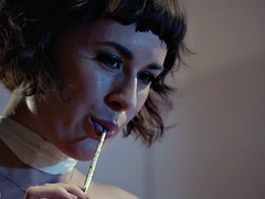 美女, デカチン, フェラチオ, 茶髪の, 面白, 異人種間, 公共, 馬乗り