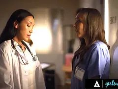 Watch Nurse Sinn Sage & Doctor Vicki Chase get down and dirty in a steamy office sexcapade
