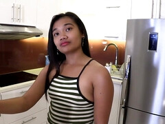 Asiatique, Grosse bite, Sucer une bite, Brunette brune, Interracial, Lingerie