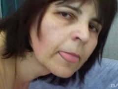 Bruinharig, Sperma shot, Sperma in gezicht, Ondergoed, Rijpe lesbienne