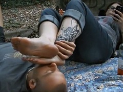 ぽっちゃり, 足, 熟年, アウトドア