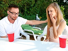 デカ尻, デカチン, ブロンド, フェラチオ, バック, 自然山雀, アウトドア, オッパイの