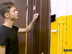 Blond, Pijpbeurt, Stel, Keuken, Russisch, Kort haar, Kousen, Tieten likken