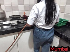 Desi college girl fucks boyfriend in kitchen with blowjob and creampie - Mumbai Ashu homemade sex