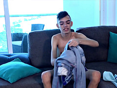 Amateur Latino blows before bareback sex in doggy