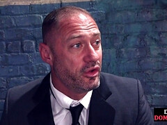 Bondage discipline sadomasochisme, Blond, Naakte man aangeklede vrouw, Mollig, Stel, Erotisch, Leer, Ondergoed