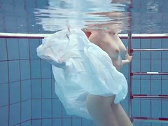 Swimming session in the pool of a naked sexy Russian girl
