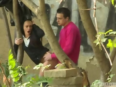 フェラチオ, 茶髪の, バック, 手コキする, キス, なめる, アウトドア, ティーン