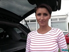 Short haired brunette MILF bent over and fucked