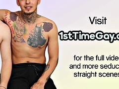 Str8 stud fucked in the ass for the first time by tattooed gay until cumshot