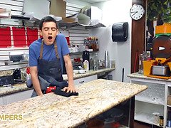 デカ尻, デカパイ, ブロンド, 茶髪の, ぽちゃ, 女 人男 人, 淫乱熟女, 自然山雀