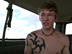 Str8 20yo dude experiences 1st gay BJ in the silver van 4