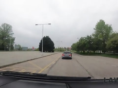 Chick in black tries to steal car but gets busted