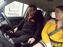 English bbw rides her driving instructors big giant man-meat