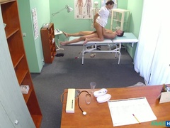 Amateur, Médecin, En levrette, Infirmière, Bureau, Chatte, Uniforme, Voyeur