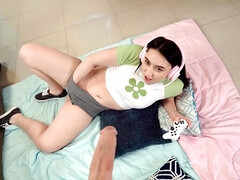 Stepbrother fucks her thick pussy while she plays