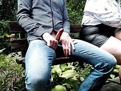 Risk! Outdoor Handjob with Sexy Ukrainian Mommy Makes Him Cum on Big Ass