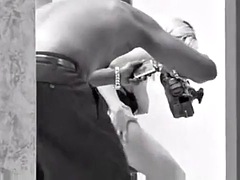 デカパイ, 黒人, ブロンド, フェラチオ, イく瞬間, 異人種間, なめる, フェラする