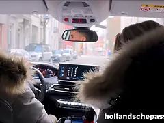 Picking up Gaby, the horny Dutch hitchhiker!