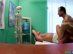 Blondie student is taught how to make her cunny raw - faux medical center