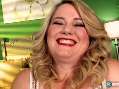 Cum on Blonde's Tits and suck on a Big White Cock like a Cute Cunt