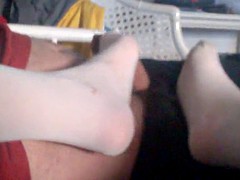 Spermaladung, Fußfetisch, Lingerie, Masturbation, Strümpfe