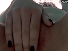 18, Hd, オナニー, オーガズム, プール, 公共, 一人, 水中