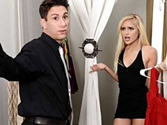 Miniature brunette Snowdrop Wish nicely plays with her shaved pussy