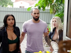 デカ尻, デカパイ, ブロンド, 巨乳な, 異人種間, ポルノスター, 現実, タトゥー