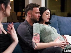 デカチン, フェラチオ, 巨乳な, カップル, チン, バック, 三人, 妻