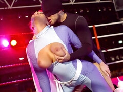 デカパイ, ブロンド, フェラチオ, バック, 顔射, Hd, 剃毛, オッパイの