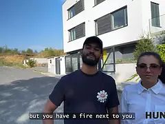 Una Fairy flaunts her tits and pussy in public & cuckolds her man with her boyfriend's help