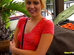 Rubia, Mamada, Corridas faciales, Al aire libre, Flaco