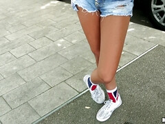 美女, チェコ, ヨーロピアン, ハードコア, お金, アウトドア, ハメ撮り, オマンコ