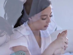 茶髪の, キス, レズビアン, なめる, マッサージ, オナニー, オイル, ティーン