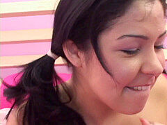 weird 1st timer Celina Cross blows cock before drilling