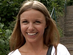 Smiling angel with a pretty tight pussy fucked in the forest