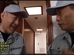 Hot Japanese Wife Fucked Hard in Doggystyle - Debt Collector Threesome with Cumshot